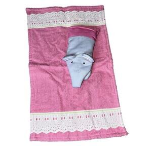 Pottery Barn Kids Pink Elephant Kitchen set dish towel and elephant oven mitt